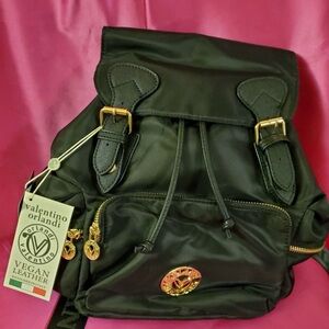 Valentino Orlandi Black Vegan Leather Backpack